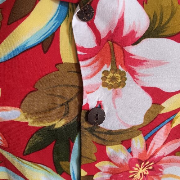 Men's Vintage Hawaiian Shirt Medium Floral Aloha Hut 100% Rayon 1990's Buttery - Picture 3 of 6